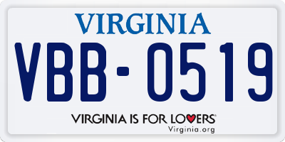 VA license plate VBB0519