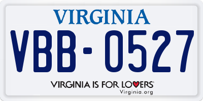 VA license plate VBB0527