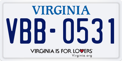VA license plate VBB0531