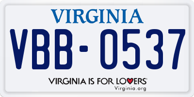 VA license plate VBB0537