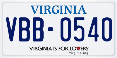 VA license plate VBB0540