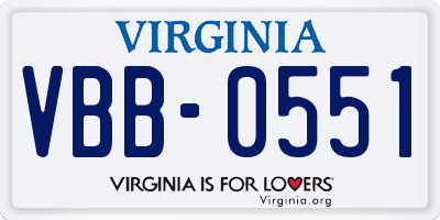 VA license plate VBB0551