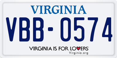 VA license plate VBB0574
