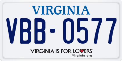 VA license plate VBB0577