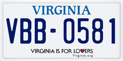 VA license plate VBB0581