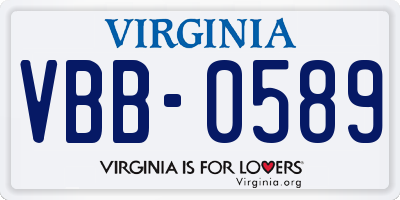 VA license plate VBB0589