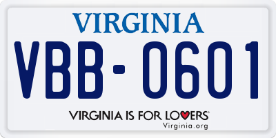 VA license plate VBB0601