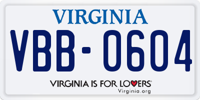 VA license plate VBB0604