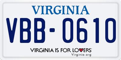 VA license plate VBB0610