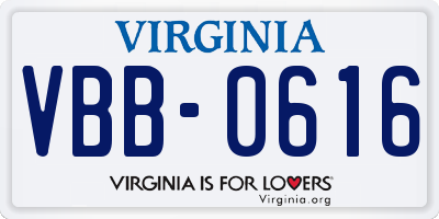 VA license plate VBB0616