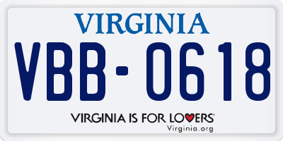 VA license plate VBB0618