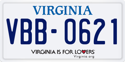 VA license plate VBB0621