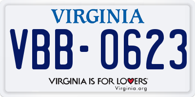 VA license plate VBB0623