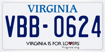 VA license plate VBB0624
