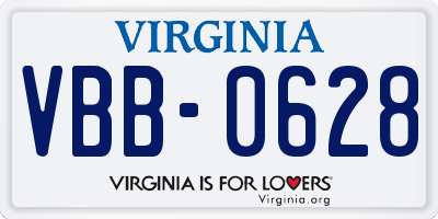 VA license plate VBB0628