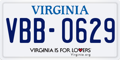 VA license plate VBB0629