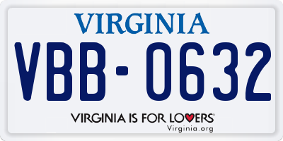 VA license plate VBB0632