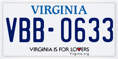 VA license plate VBB0633