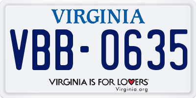 VA license plate VBB0635
