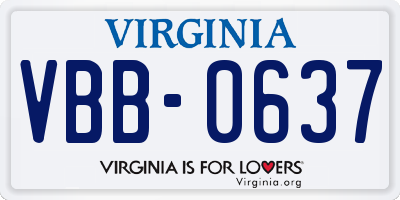VA license plate VBB0637