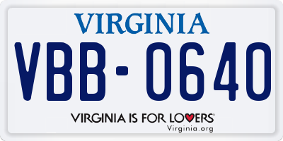 VA license plate VBB0640
