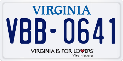 VA license plate VBB0641