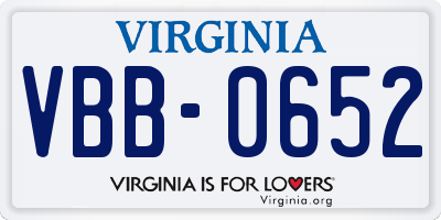 VA license plate VBB0652