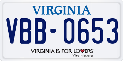 VA license plate VBB0653