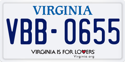 VA license plate VBB0655