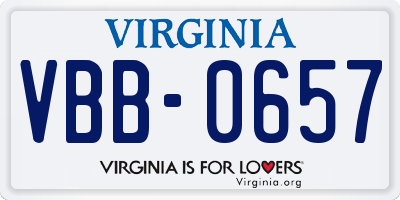 VA license plate VBB0657