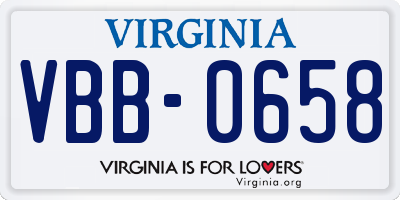 VA license plate VBB0658