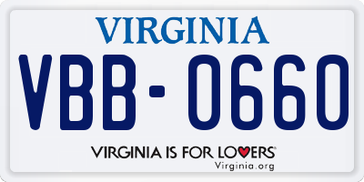 VA license plate VBB0660