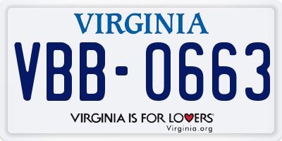 VA license plate VBB0663