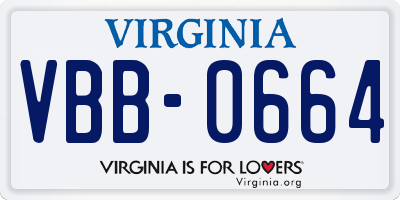 VA license plate VBB0664