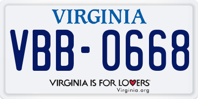 VA license plate VBB0668