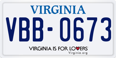 VA license plate VBB0673