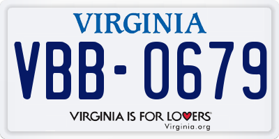 VA license plate VBB0679