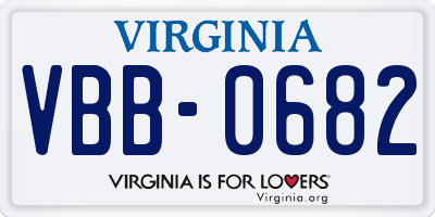 VA license plate VBB0682