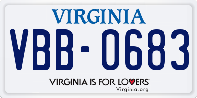 VA license plate VBB0683