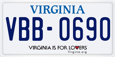 VA license plate VBB0690