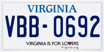 VA license plate VBB0692