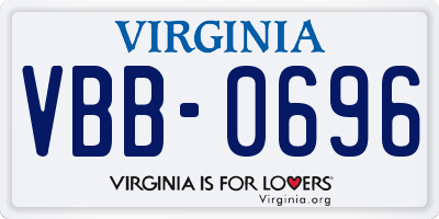 VA license plate VBB0696