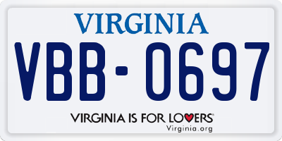 VA license plate VBB0697