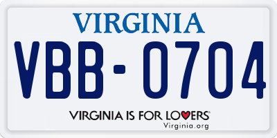 VA license plate VBB0704