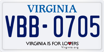 VA license plate VBB0705