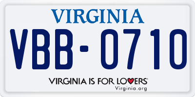 VA license plate VBB0710