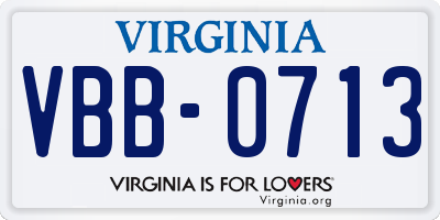 VA license plate VBB0713