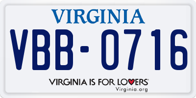 VA license plate VBB0716
