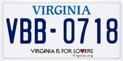 VA license plate VBB0718