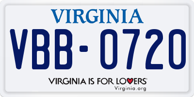 VA license plate VBB0720